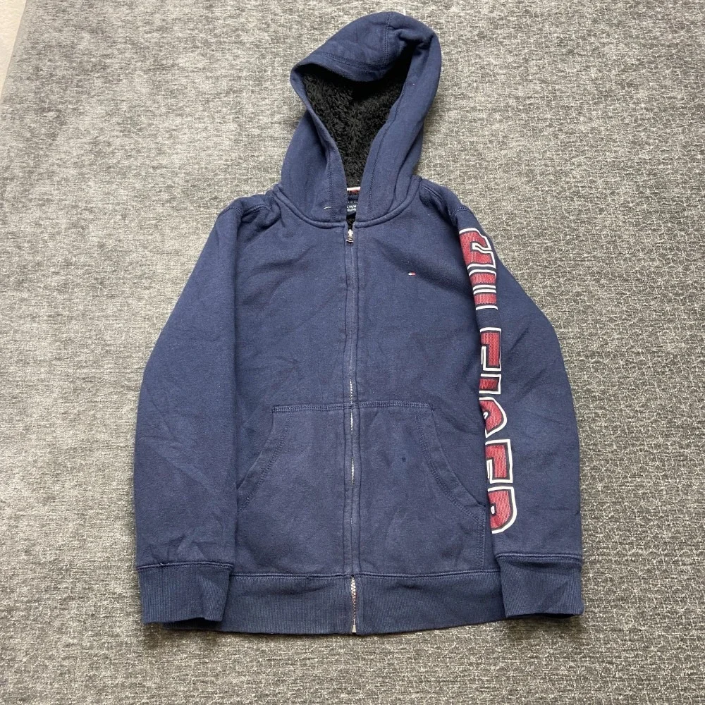 Tommy Hilfiger Hoodie Boys Medium 12-14 Navy Blue Sherpa Lined Winter Full Zip
